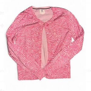 Lands' End Pink and White zebra Sweater
